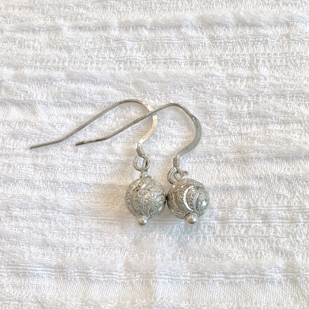 3/$15 Sterling silver textured ball drop earrings